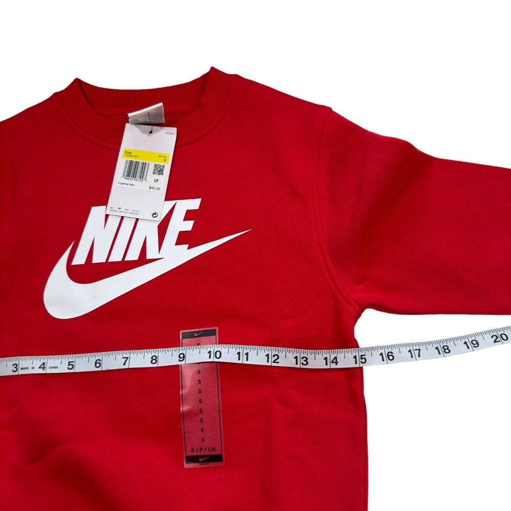 Nike Kids Small Red Sweatshirt Long Sleeve Logo Classic Standard Print -NEW - Picture 6 of 10